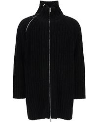 Yohji Yamamoto Cárdigan de lana gruesa con cremallera de - Negro