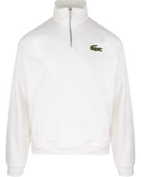 Lacoste - Felpa Con Collo Alto Bianca - Lyst
