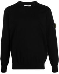Stone Island - Crew Neck Sweater With Logo - Lyst