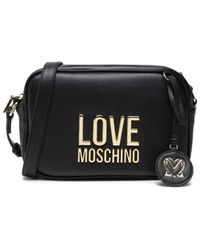 Love Moschino Plaque-logo Shoulder Bag - Black