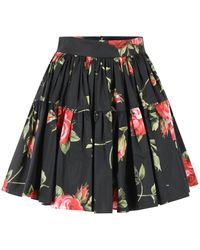 Dolce & Gabbana - Kurzer Rock mit "Bouquet Rose"-Print aus schwarzer Baumwolle von - Lyst