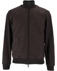 Fay - Lambskin Embroidered Ribbed Leather Jacket - Lyst
