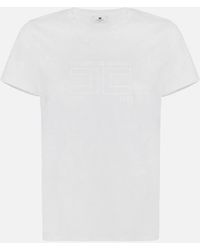 Elisabetta Franchi - T Shirt With Embroidered Logo - Lyst