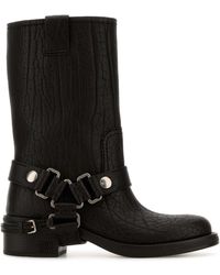 Miu Miu - Dark Leather Ankle Boots - Lyst