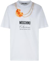 Moschino - 'croissant' Wit Katoenen T -shirt - Lyst