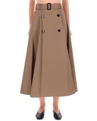 Burberry - Skirt With Adjustable Belt And Button Closure - Lyst