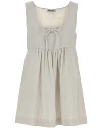 Miu Miu - Lightweight Linen Mini Dress For - Lyst