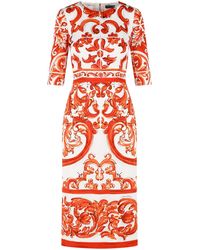Dolce & Gabbana - Dolce & Gabbana Majolica Print Silk 'Charmeuse' Dress - Lyst