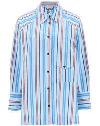 Ganni - Oversized Striped Shirt - Lyst