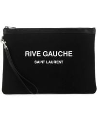 Saint Laurent - Canvas Rive Gauche Clutch - Lyst