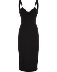 Elisabetta Franchi - Dubbele Stretch Crêpe Jurk Met Geborduurde Sint -jakobsschelpen - Lyst