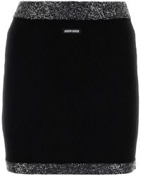 【関税&送料込】Miu Miu Black Stretch Cashmere Blend Mini Sk Miu Miu White Houndstooth Knitted Mini Skirt - Women's