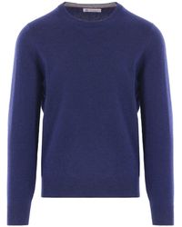 Brunello Cucinelli - Kasjmier Trui Met Ronde Alsh - Lyst