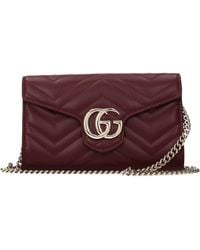 Gucci - Marmont Pochette Leather/Burgundy - Lyst