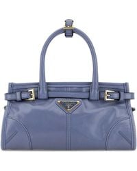Prada - Powder Blue Leather Mini Bonnie Handbag - Lyst