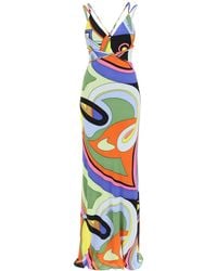 Moschino - Multicolor gedrucktes Trikot -Maxi -Kleid - Lyst