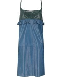 LA ROSE - Leren Jurk Top Verde Gonna Azzurra - Lyst