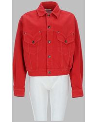 Versace - Cropped Cotton Denim Jacket - Lyst