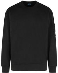 C.P. Company - C.P. Sweat-shirt en coton noir «émérisé» de l'entreprise - Lyst