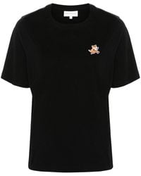 Maison Kitsuné - T-Shirt Met Vos-Applicatie - Lyst