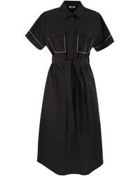 Peserico - Light Stretch Cotton Satin Chemisier Dress - Lyst