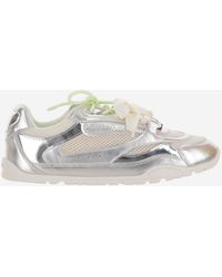 Pinko - Leather And Mesh Sneakers With Two-Tone Laces - Lyst