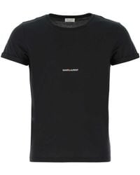 Saint Laurent - Logo Cotton T-Shirt - Lyst