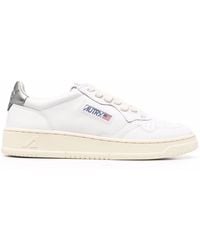 Autry - Sneakers Medalist Low In Pelle Bianco Argento - Lyst