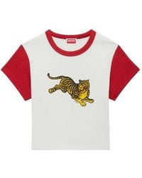 KENZO - Jumping Tiger' Cotton Cropped T-Shirt - Lyst