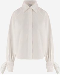 Patou - Cotton Blouse With Tied Sleeves Organic Shirt - Lyst