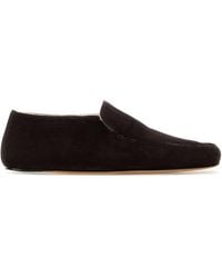 The Row - Dark Suede Leo Loafers - Lyst