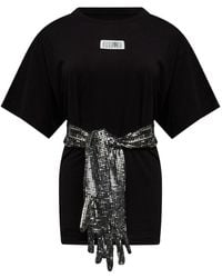 MM6 by Maison Margiela - Gloves Detail Cotton T Shirt - Lyst