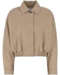 Fendi - Cappuccino Leather Jacket - Lyst