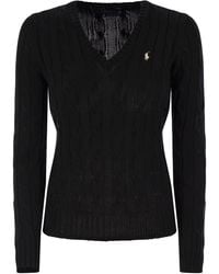 Polo Ralph Lauren - Plaited Cotton V-Neck Sweater Sweater - Lyst