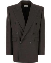 Saint Laurent - Dark Wool Blazer - Lyst