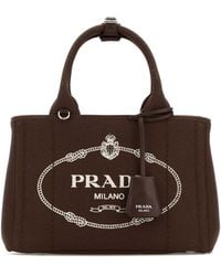 Prada - Brown Canvas Small Jardinière Handbag - Lyst