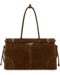 Prada - Suede Shoulder Bag - Lyst