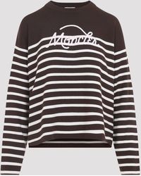 Moncler - Gestreepte Logo Gebreide Trui - Lyst