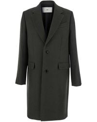 Ami Paris - Tailored Wool Coat With Notch Lapel - Lyst