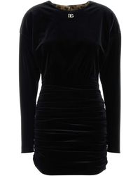 Dolce & Gabbana - Velvet Mini Dress - Lyst