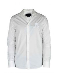 Philipp Plein - Cotton Poplin Skull Embroidered Shirt - Lyst