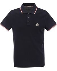 Moncler - Katoenen Pique Poloshirt Met Driekleurige Trim - Lyst