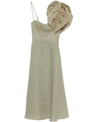 FARM Rio - Striped Monstera Leaf Sleeveless Midi Dress - Lyst