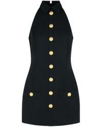 Balmain - Vestido Corto De Lana Grain De Poudre - Lyst