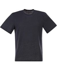 Majestic - Stretch Linen T Shirt With Round Neckline - Lyst