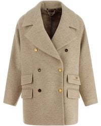 Elisabetta Franchi - Double-Breasted Coat - Lyst