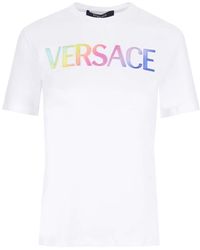Versace - T-Shirt mit Logo aus Baumwolle - Lyst