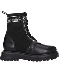 Love Moschino - Bottes femmes en cuir noir - Lyst