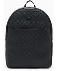Emporio Armani - Embossed Eagle Leather Backpack - Lyst