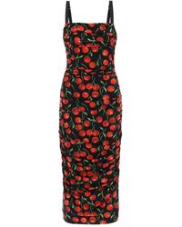 Dolce & Gabbana - Cherry Print Jersey Midi -jurk - Lyst